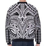 Tribal Maori Polynesian Tattoo Print Zip Sleeve Bomber Jacket