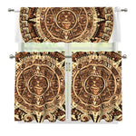 Tribal Maya Calendar Print 3 Piece Kitchen Curtains