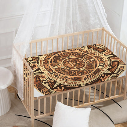 Tribal Maya Calendar Print Baby Crib Sheet