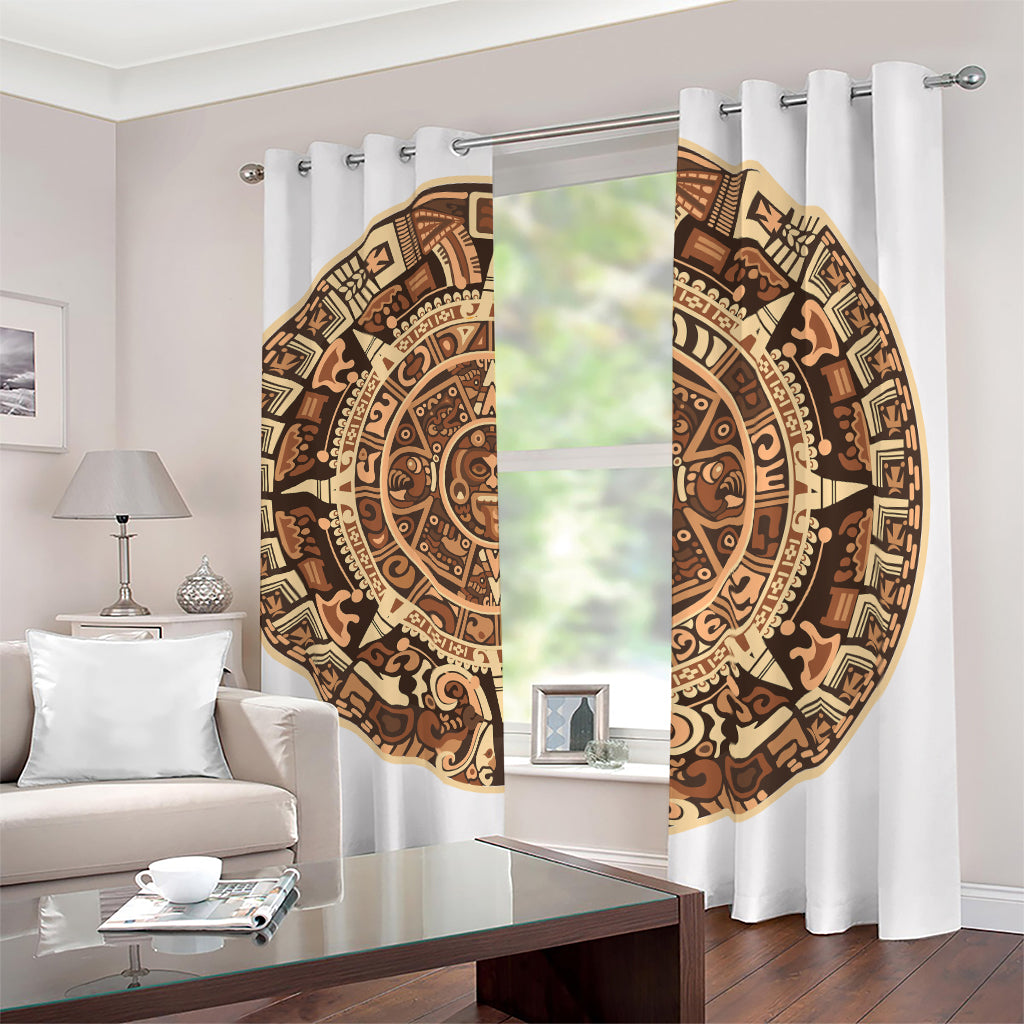 Tribal Maya Calendar Print Blackout Grommet Curtains