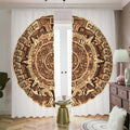 Tribal Maya Calendar Print Dimout Pencil Pleat Curtains