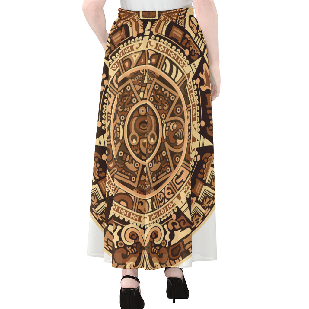Tribal Maya Calendar Print Chiffon Maxi Skirt