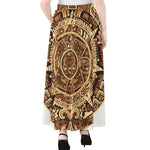 Tribal Maya Calendar Print Chiffon Maxi Skirt