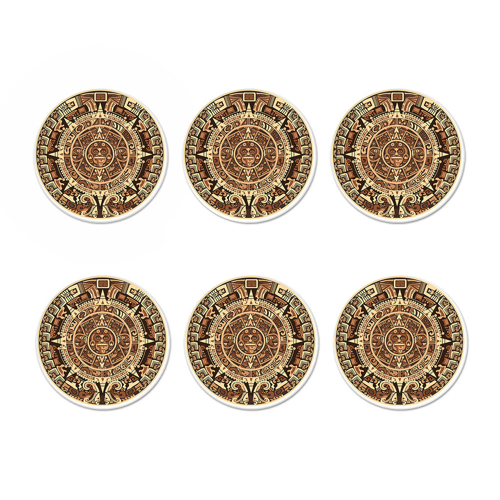 Tribal Maya Calendar Print Coaster Set