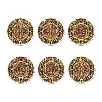 Tribal Maya Calendar Print Coaster Set