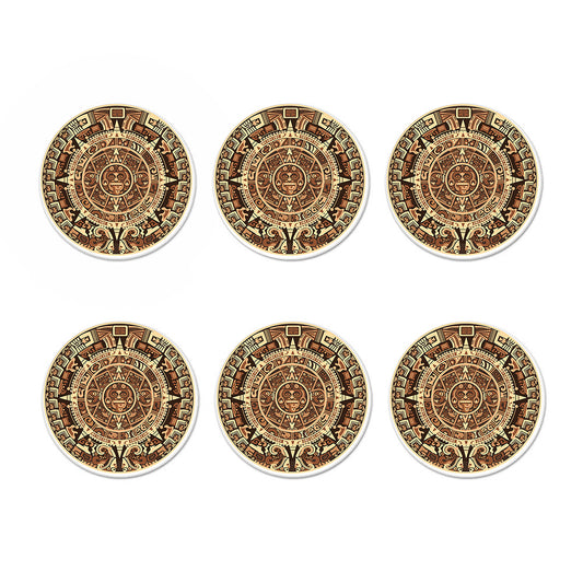 Tribal Maya Calendar Print Coaster Set