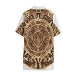 Tribal Maya Calendar Print Cotton Hawaiian Shirt