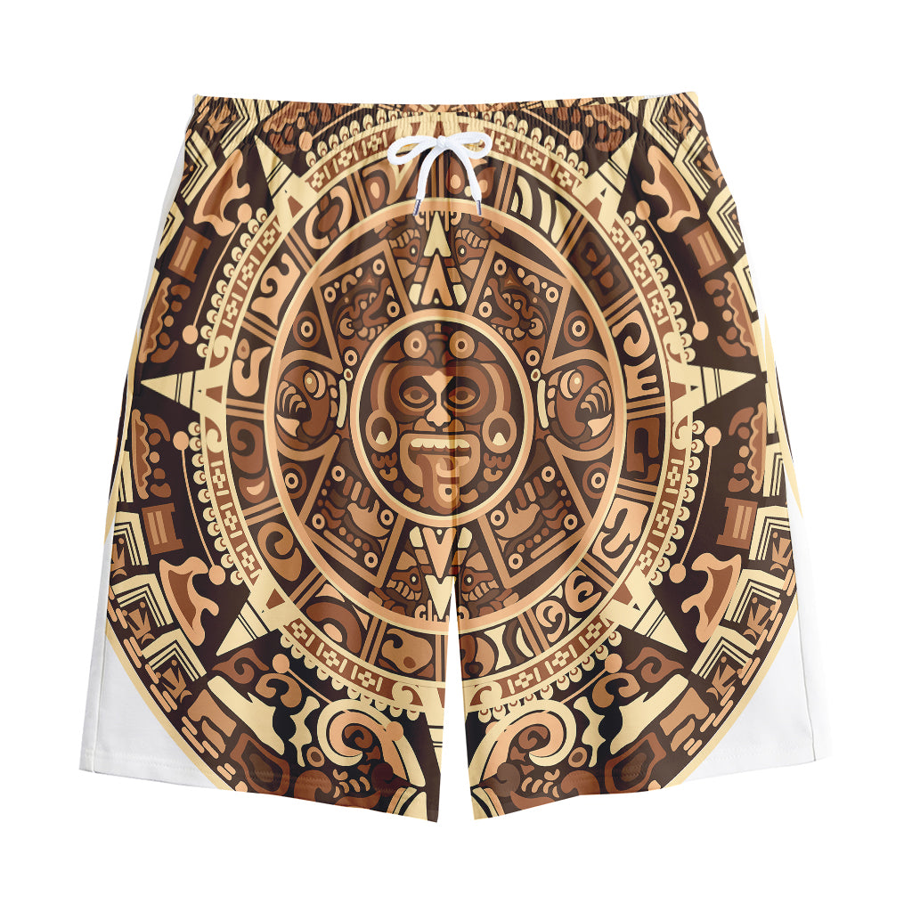 Tribal Maya Calendar Print Cotton Shorts