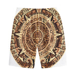Tribal Maya Calendar Print Cotton Shorts