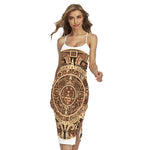 Tribal Maya Calendar Print Cross Back Cami Dress