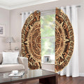 Tribal Maya Calendar Print Extra Wide Grommet Curtains