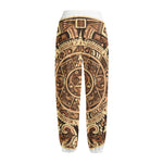 Tribal Maya Calendar Print Fleece Lined Knit Pants