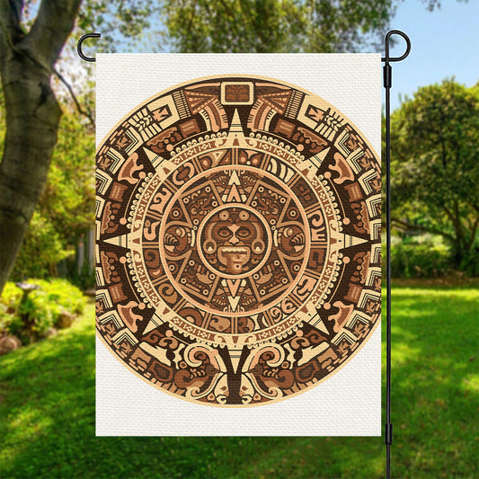 Tribal Maya Calendar Print Garden Flag