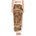 Tribal Maya Calendar Print High Slit Maxi Skirt
