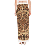 Tribal Maya Calendar Print High Slit Maxi Skirt
