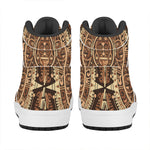 Tribal Maya Calendar Print High Top Leather Sneakers
