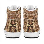 Tribal Maya Calendar Print High Top Leather Sneakers
