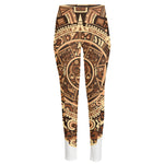 Tribal Maya Calendar Print High-Waisted Pocket Leggings