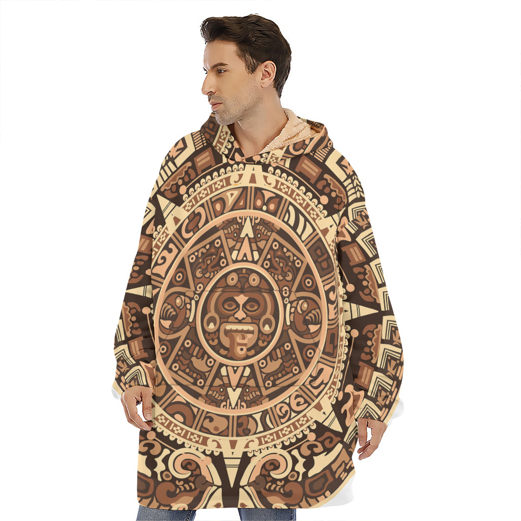 Tribal Maya Calendar Print Hoodie Blanket