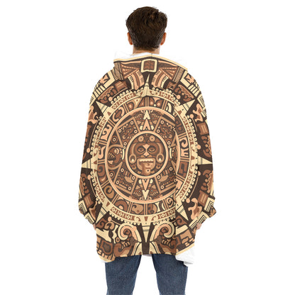 Tribal Maya Calendar Print Hoodie Blanket
