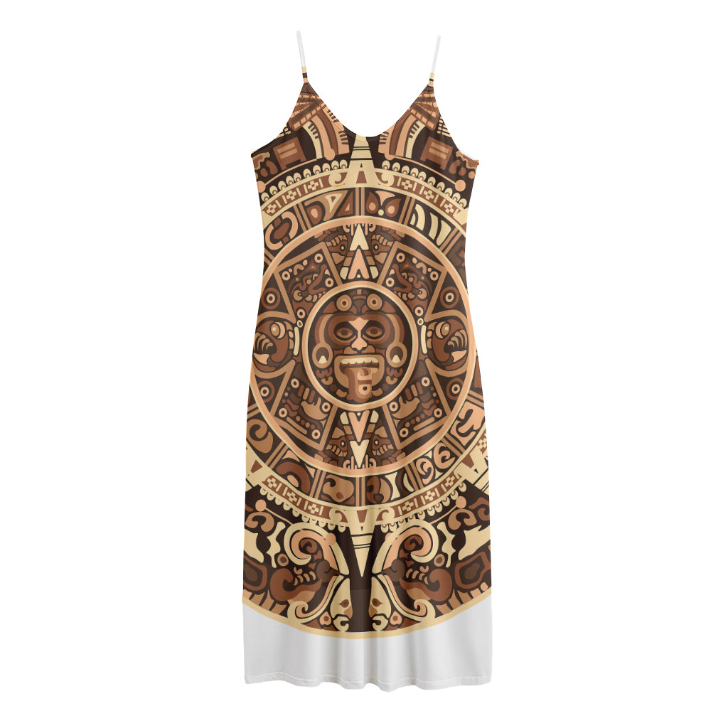 Tribal Maya Calendar Print Jersey Midi Cami Dress
