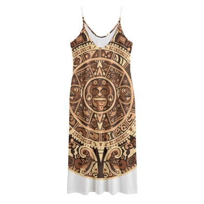 Tribal Maya Calendar Print Jersey Midi Cami Dress