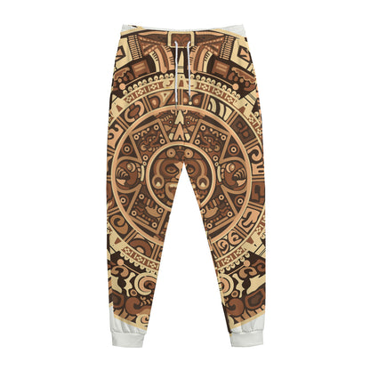 Tribal Maya Calendar Print Jogger Pants