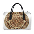 Tribal Maya Calendar Print Leather Duffel Bag