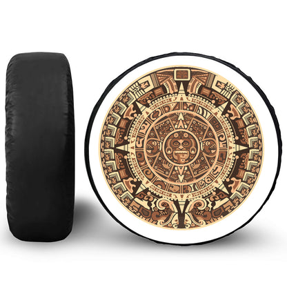 Tribal Maya Calendar Print Leather Spare Tire Cover