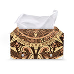 Tribal Maya Calendar Print Leather Tissue Box Cover