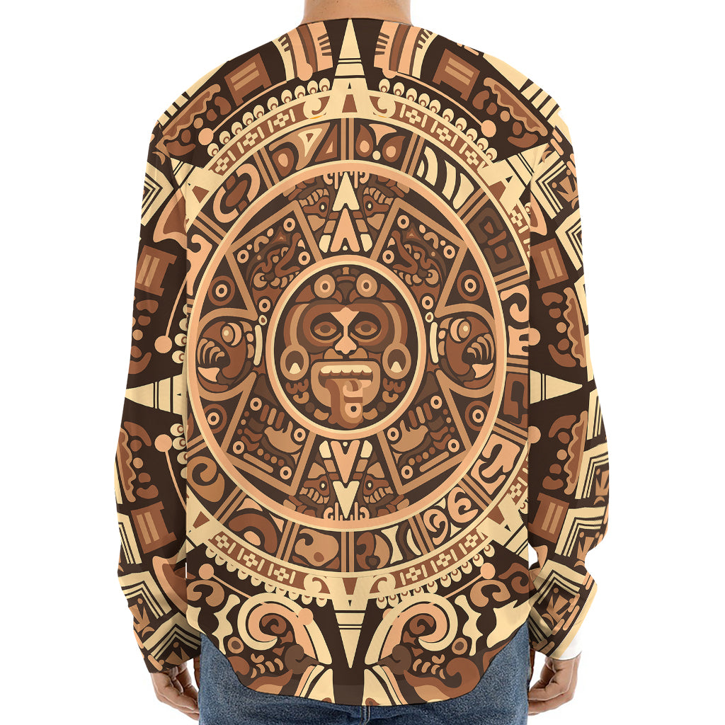 Tribal Maya Calendar Print Long Sleeve Baseball Jersey