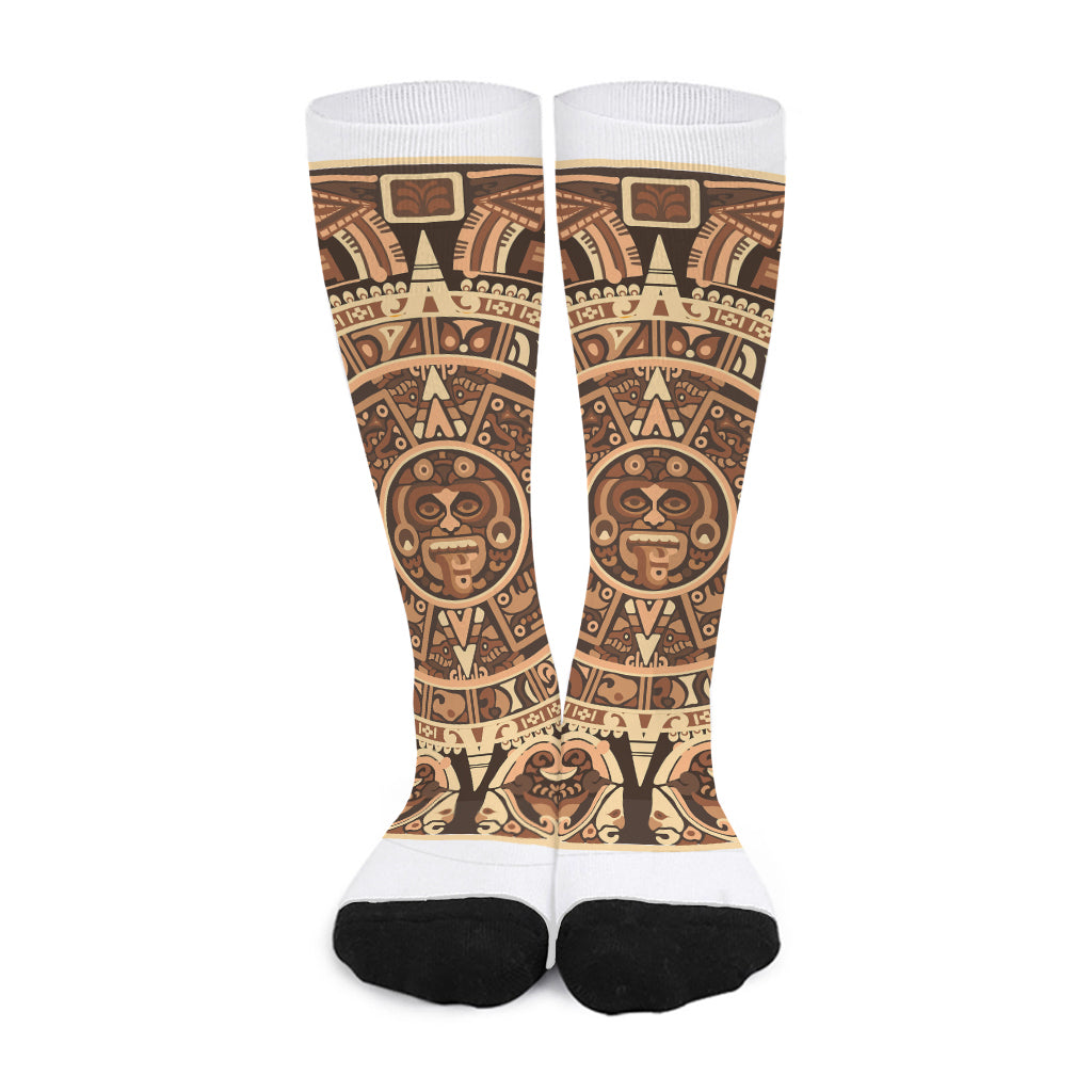 Tribal Maya Calendar Print Long Socks