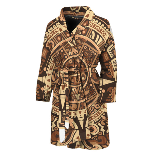 Tribal Maya Calendar Print Men's Bathrobe