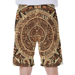 Tribal Maya Calendar Print Men's Beach Shorts
