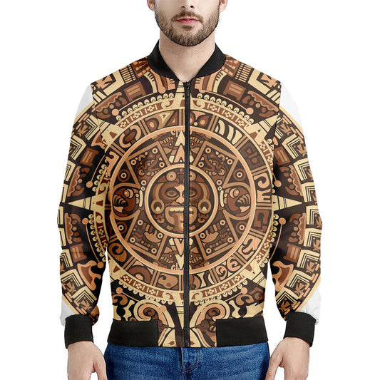 Tribal Maya Calendar Print Men's Bomber Jacket