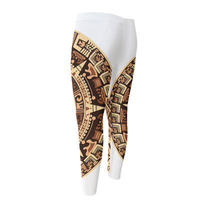 Tribal Maya Calendar Print Men's Compression Pants