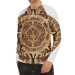 Tribal Maya Calendar Print Men's Long Sleeve Rash Guard