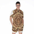 Tribal Maya Calendar Print Men's Romper