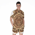 Tribal Maya Calendar Print Men's Rompers
