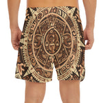 Tribal Maya Calendar Print Men's Split Running Shorts