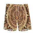 Tribal Maya Calendar Print Men's Athletic Shorts