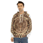 Tribal Maya Calendar Print Men's Velvet Pullover Hoodie