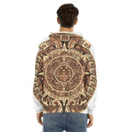 Tribal Maya Calendar Print Men's Velvet Pullover Hoodie