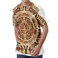 Tribal Maya Calendar Print Men's Velvet T-Shirt