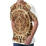 Tribal Maya Calendar Print Men's Velvet T-Shirt