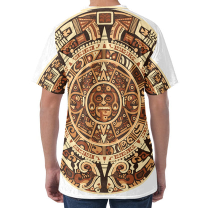 Tribal Maya Calendar Print Men's Velvet T-Shirt