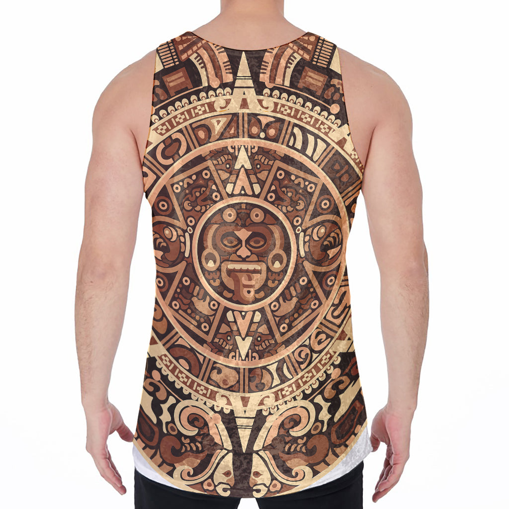 Tribal Maya Calendar Print Men's Velvet Tank Top