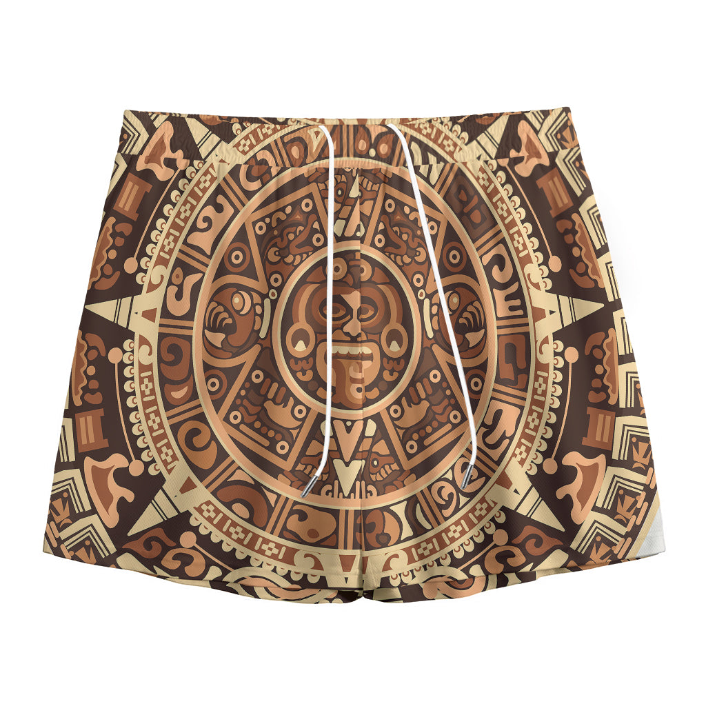 Tribal Maya Calendar Print Mesh Shorts