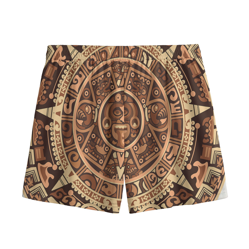 Tribal Maya Calendar Print Mesh Shorts