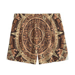 Tribal Maya Calendar Print Mesh Shorts
